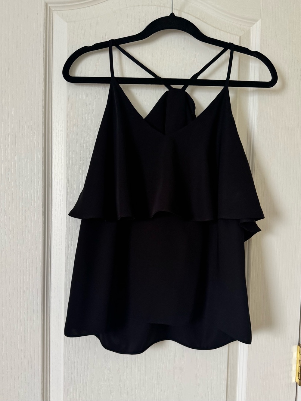 Amanda Uprichard Black Ruffle Layered Tank Top Size Small